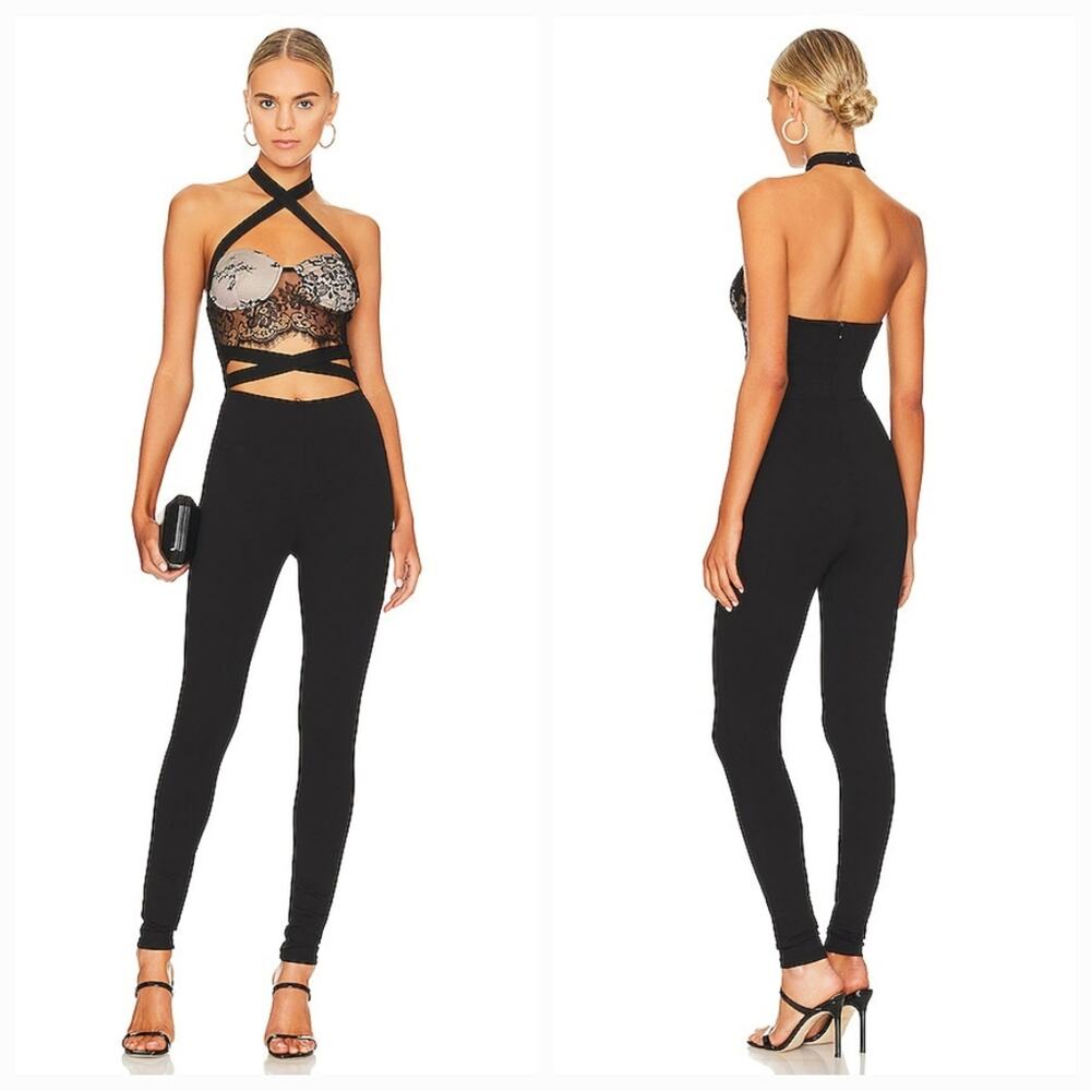 Superdown Greta Halter Jumpsuit in Black Medium